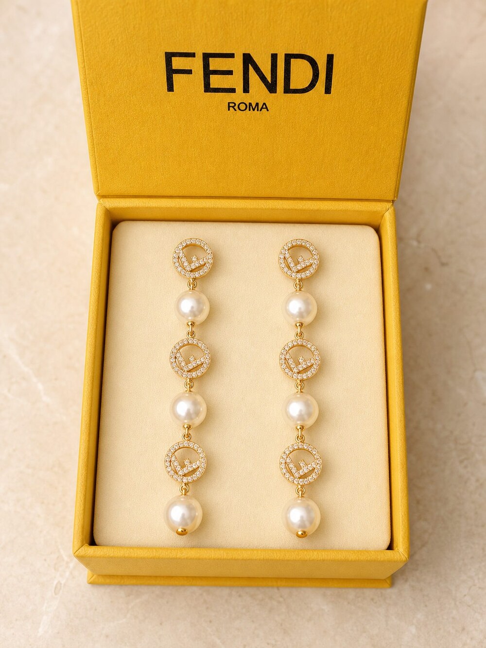 Fendi Modern Designer Earrings Style 1 | New with Box - Picture 3 of 9
